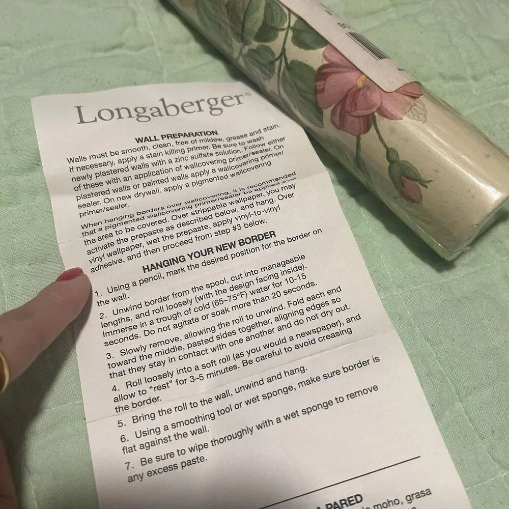 (2) Longaberger Botanical Fields Wallpaper Border